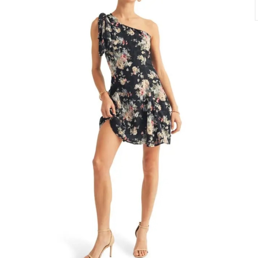 Arose Studio Womens Sierra One Shoulder Floral Jacquard Dress, Size Large